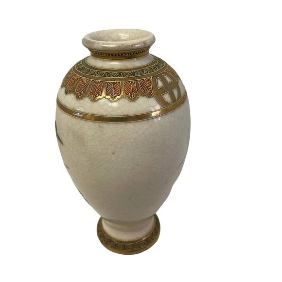 Vintage Kyo Satsuma Export Vase Kusube Mark Early 20th Century Kyoto Porcelain - Picture 2 of 11